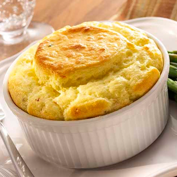 Irish Oatmeal, Bacon & Cheddar Souffle